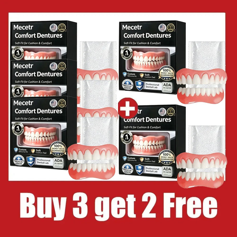 Dentier Complet Silicone – Fausses Dents Naturelles Haut & Bas | Confort Instantané