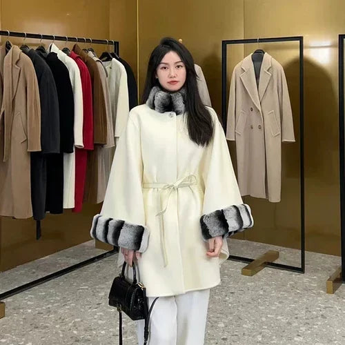 Manteau cape femme cachemire ceinturé – CLEVI Paris