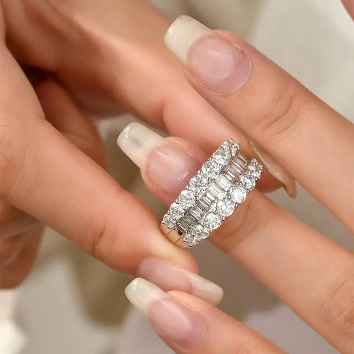 Bague Femme Zircon Émeraude & Ronde Demi-Anneau Argent 925 – CLEVI Paris