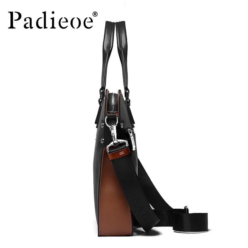 Cabas Cuir Véritable Homme Padieoe Détails Chaînes Business – CLEVI Paris