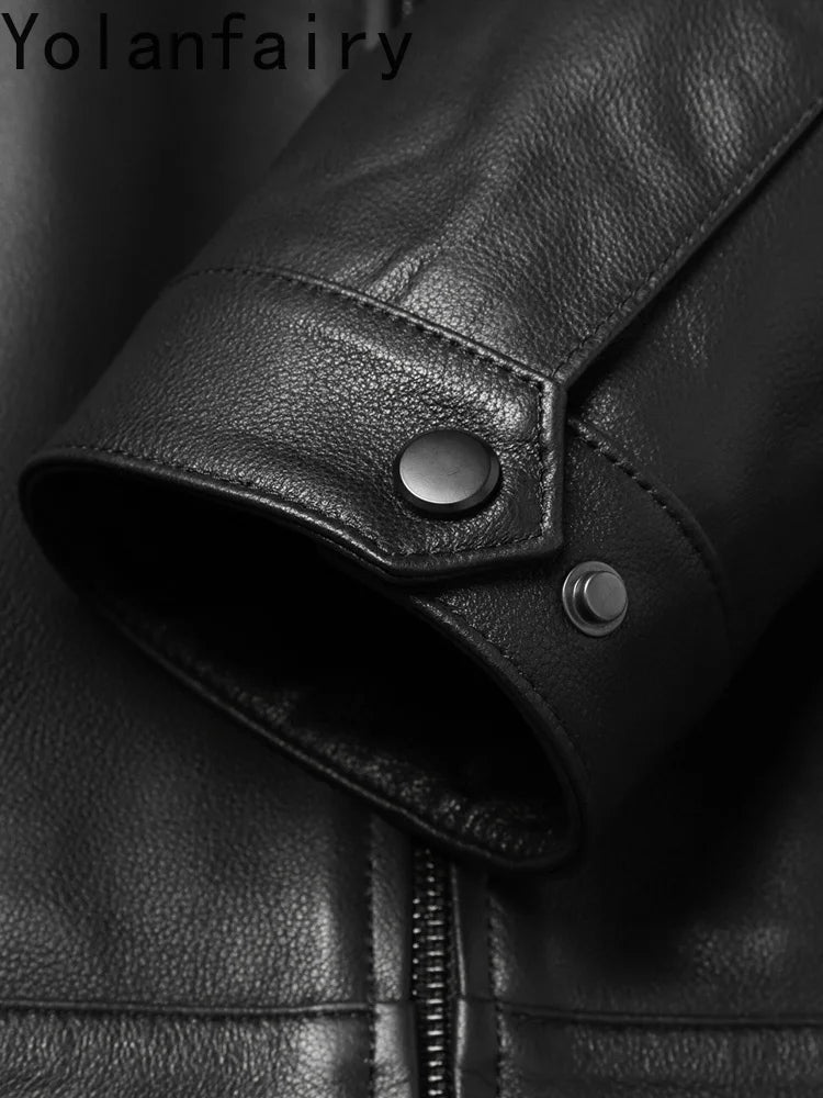 Veste courte homme en cuir de mouton zippée – CLEVI Paris