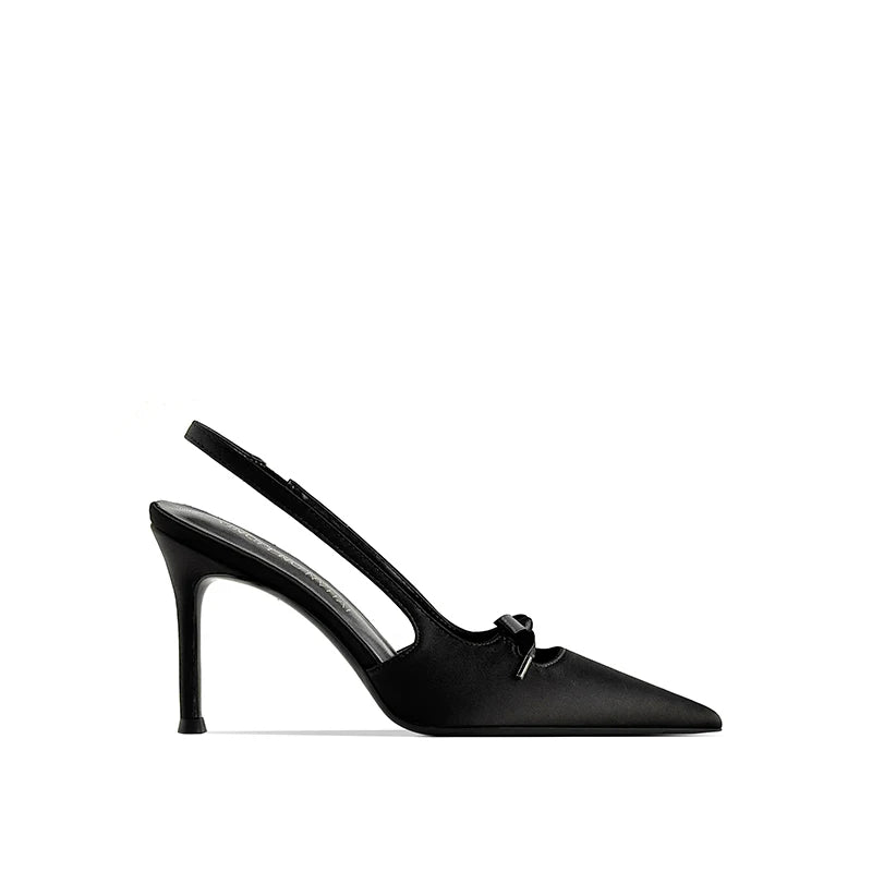 Escarpins slingback en soie à nœud – CLEVI Paris
