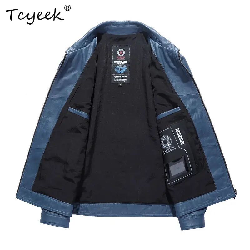 Blouson homme en cuir de vachette à rabats – CLEVI Paris
