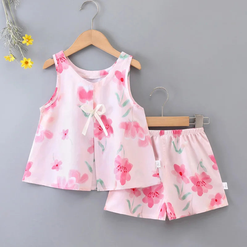 Ensemble fille sans manches en viscose – CLEVI Paris