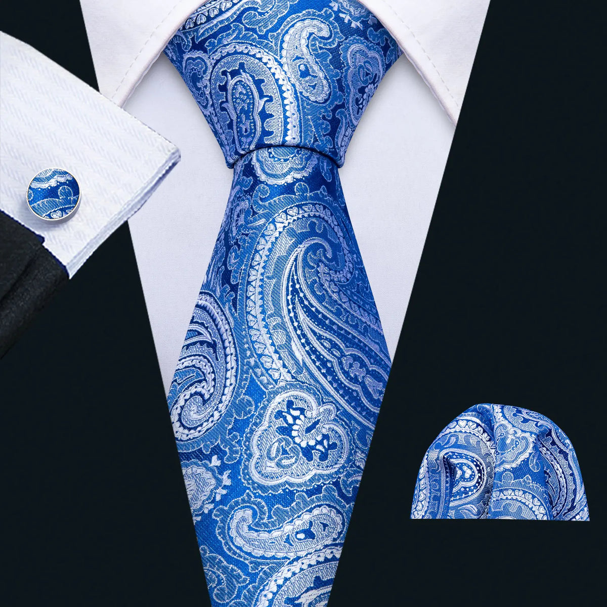 Ensemble cravate homme fleuri, pochette et boutons – CLEVI Paris