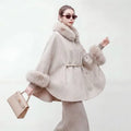 Manteau cape laine et col renard amovible – CLEVI Paris