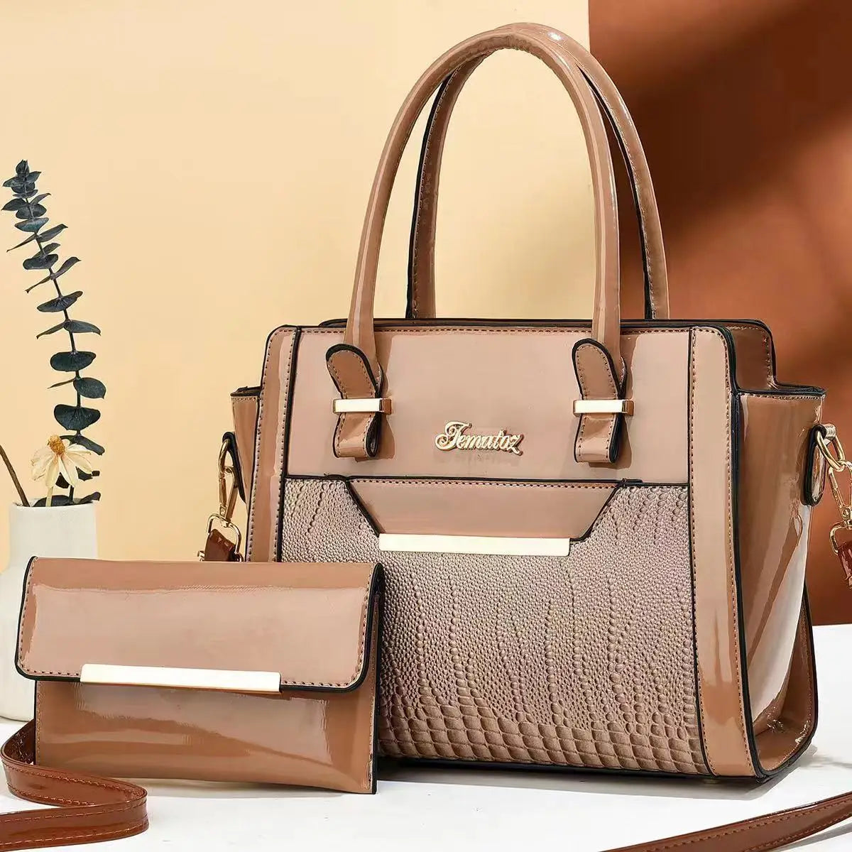 Coffret 2 Sacs Femme Cuir Verni Épaule + Croisé Fashion – CLEVI Paris