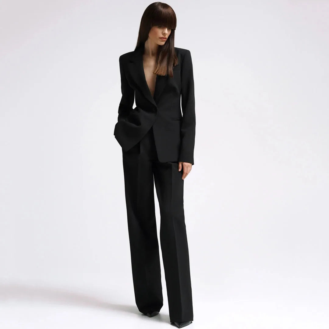 Tailleur 2 Pièces Femme Blazer Pantalon Revers Cranté 13 Coloris – CLEVI Paris