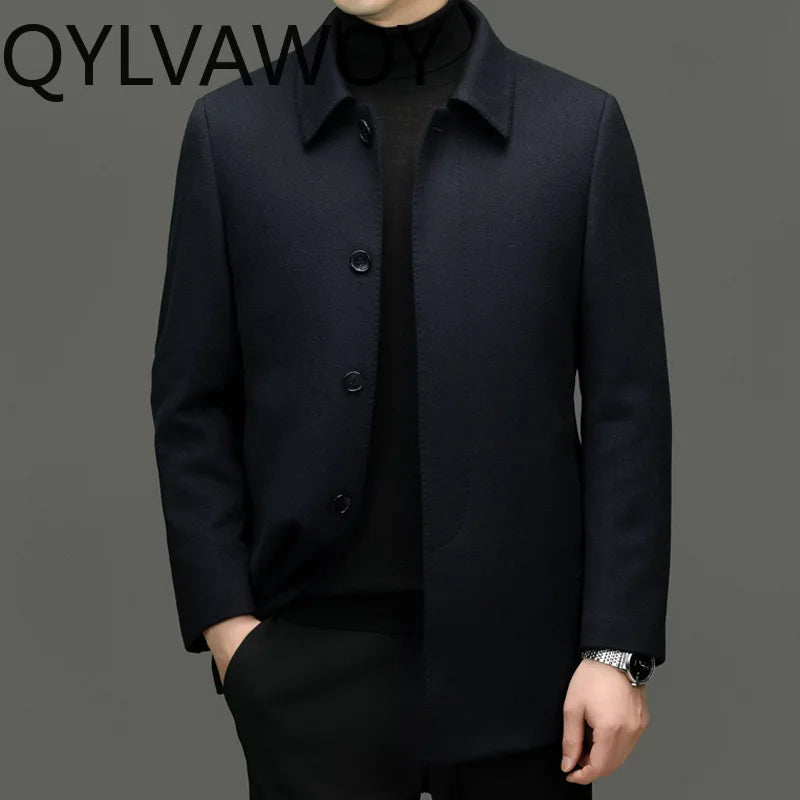 Manteau homme en cachemire bleu marine – CLEVI Paris