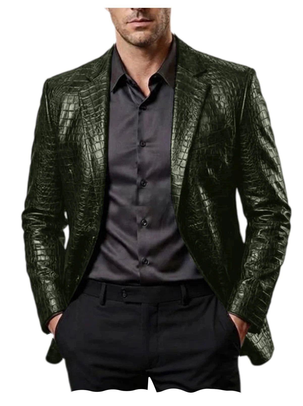 Blazer homme en simili cuir motif crocodile – CLEVI Paris
