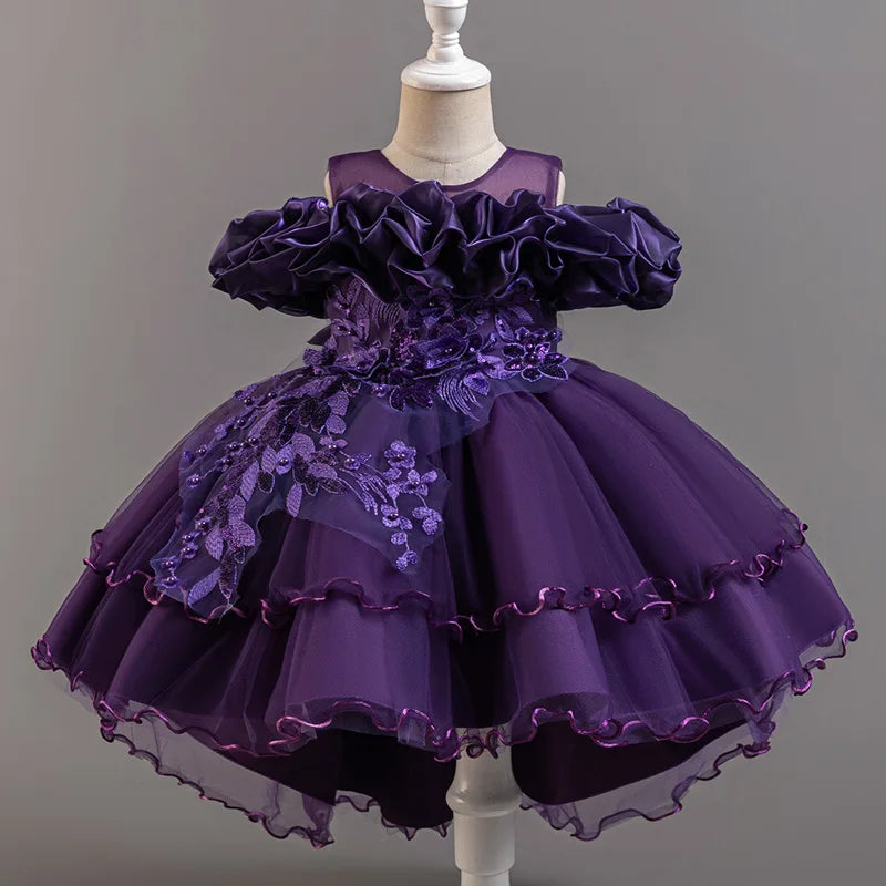 Robe fille à paillettes T1326 – CLEVI Paris