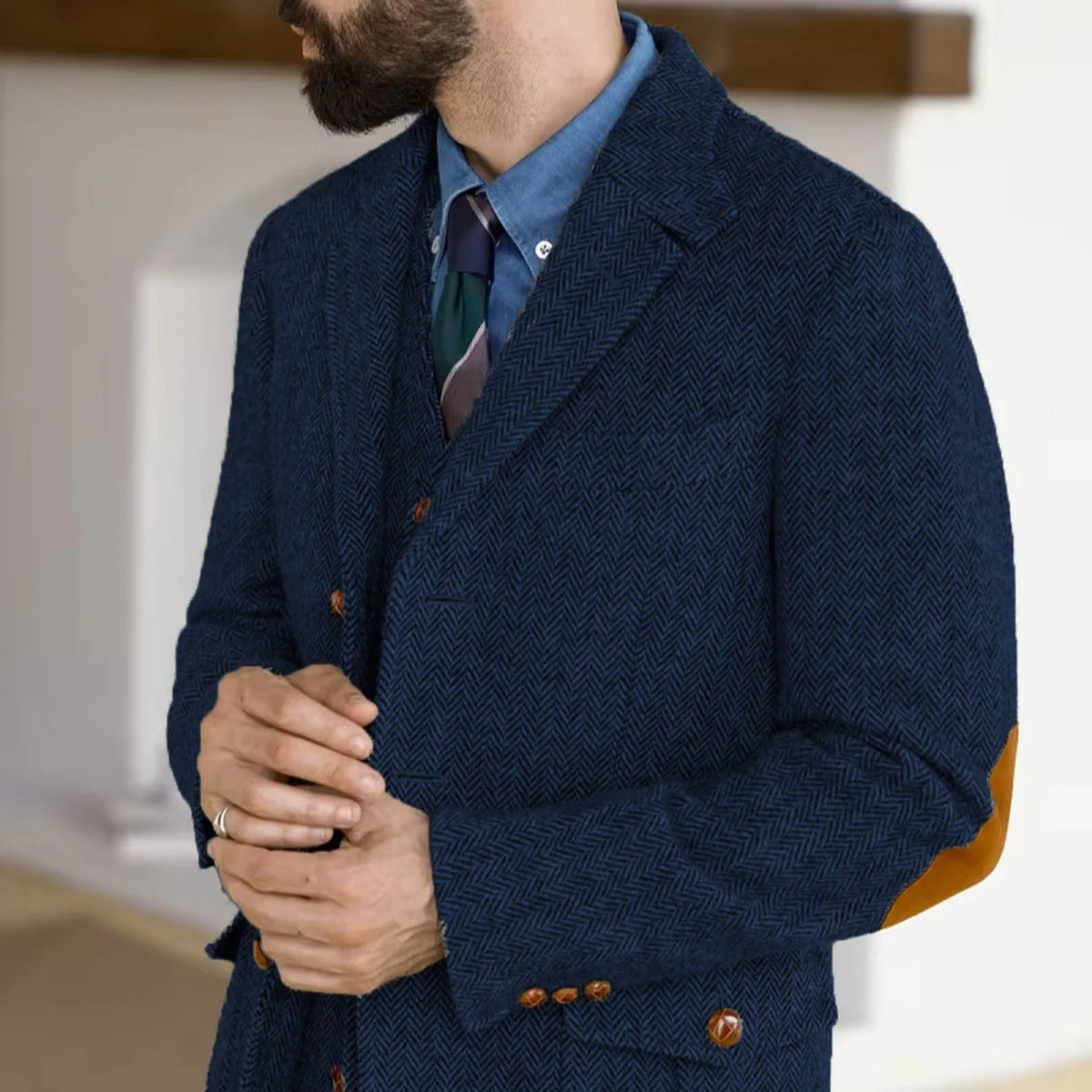 Blazer homme en tweed à chevrons – CLEVI Paris