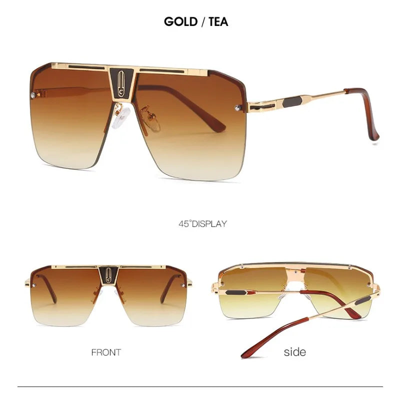 Lunettes de Soleil Carrées Sans Monture Dégradé UV400 Unisexe – CLEVI Paris