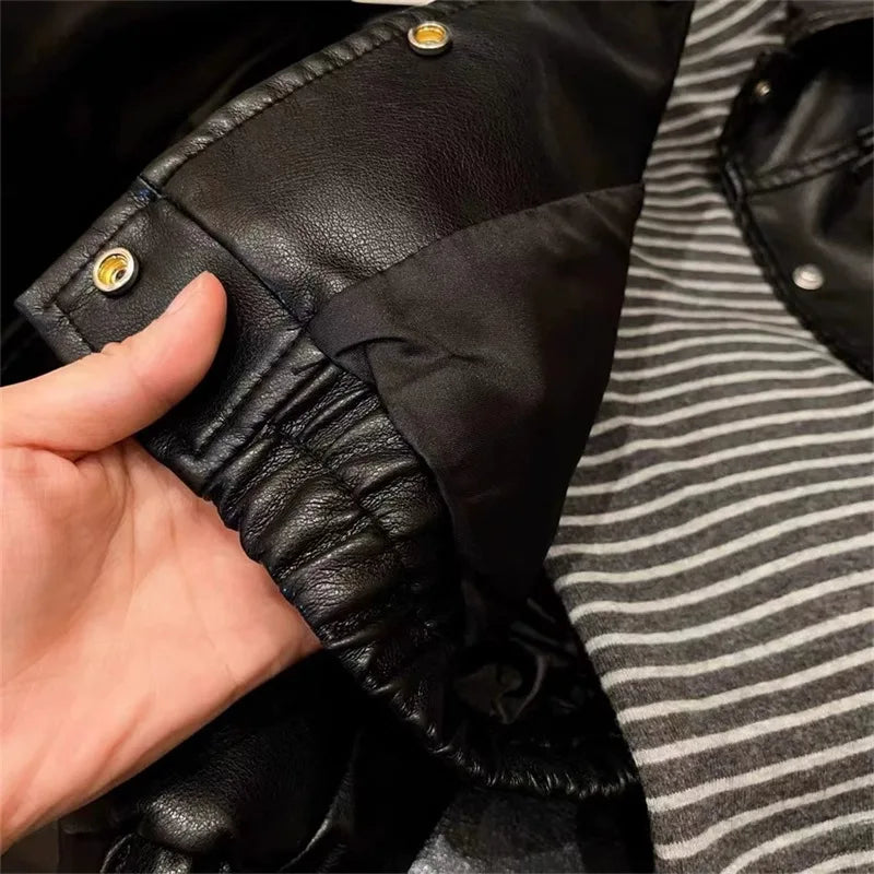 Veste enfant similicuir noir rétro – CLEVI Paris