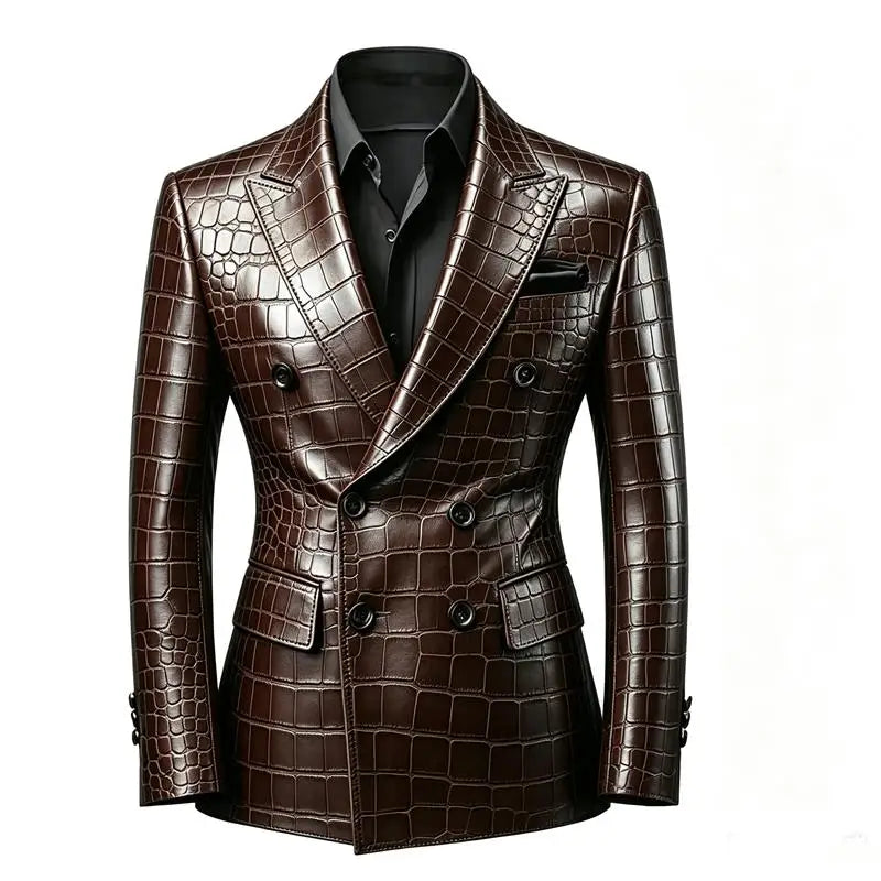 Blazer homme croisé motif crocodile – CLEVI Paris
