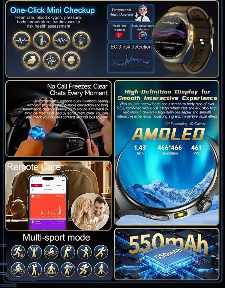 Montre connectée TK27 AMOLED 1,43″ – CLEVI Paris