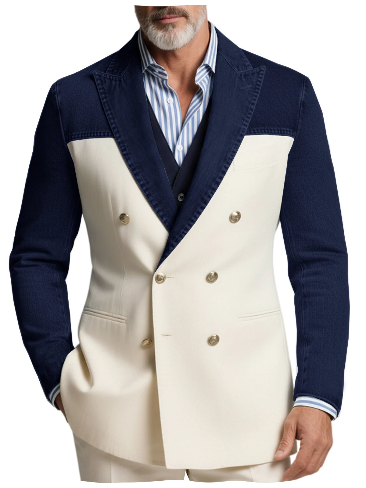 Blazer croisé manches denim homme – CLEVI Paris
