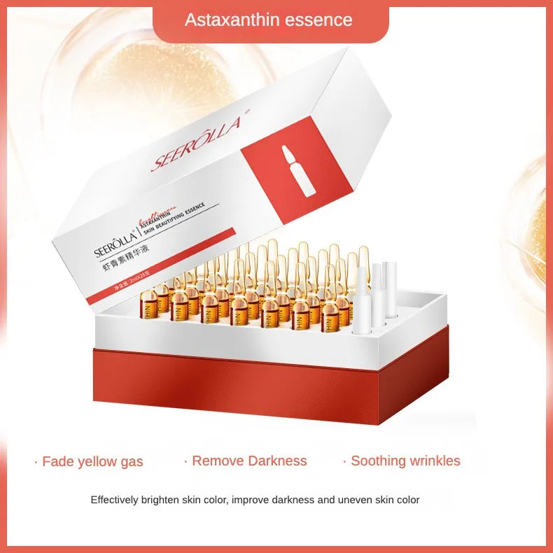 Set Ampoules Visage 28 pcs – Astaxanthine, Peptides, Rose, Niacinamide & Acide Hyaluronique – Anti-Rides & Éclaircissant – CLEVI Paris