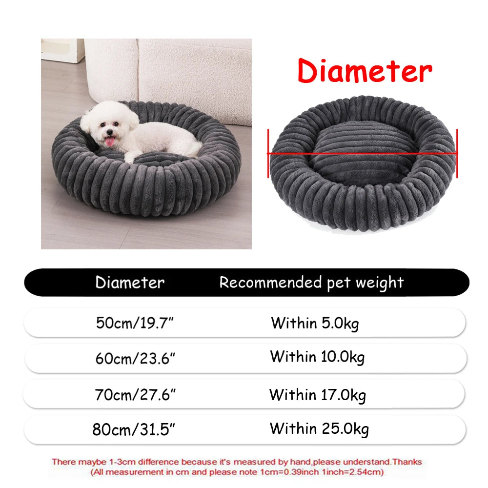Panier rond chien et chat en peluche 40–90 cm – CLEVI Paris