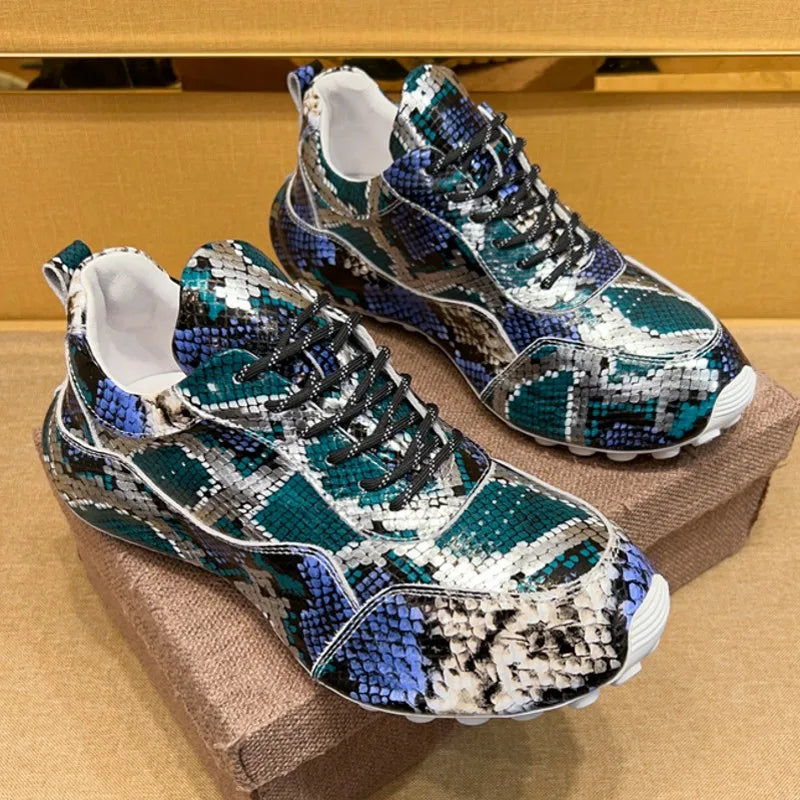 Sneakers Cuir Serpent Homme Multicolore – CLEVI Paris