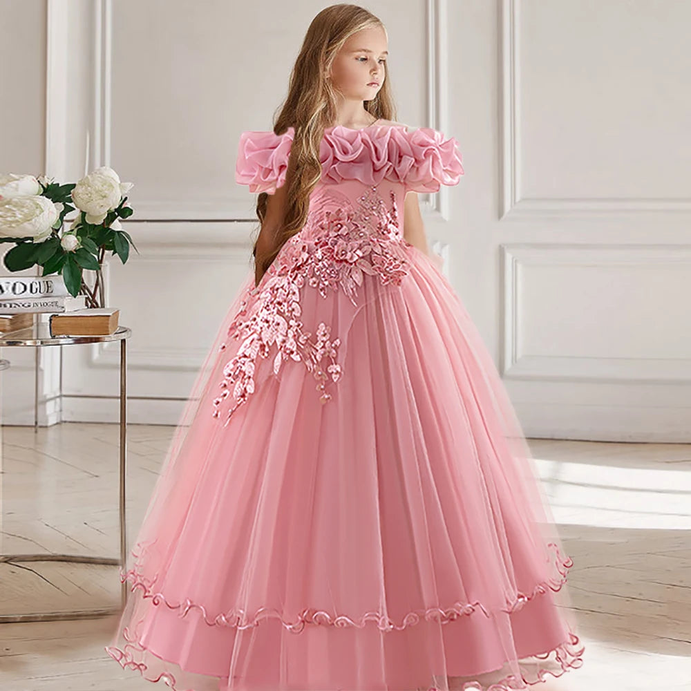 Robe fille rose foncé à paillettes – CLEVI Paris