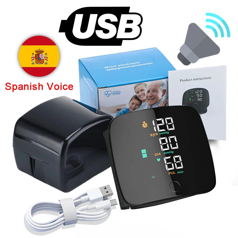 Tensiomètre Poignet LED Rechargeable Vocal 5 Langues – CLEVI Paris