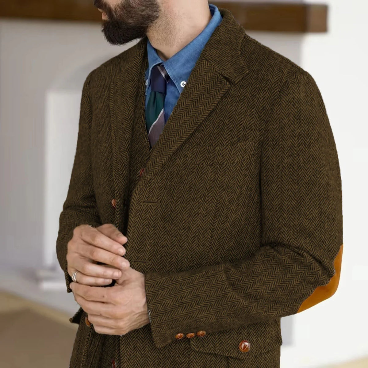 Blazer homme en tweed à chevrons – CLEVI Paris