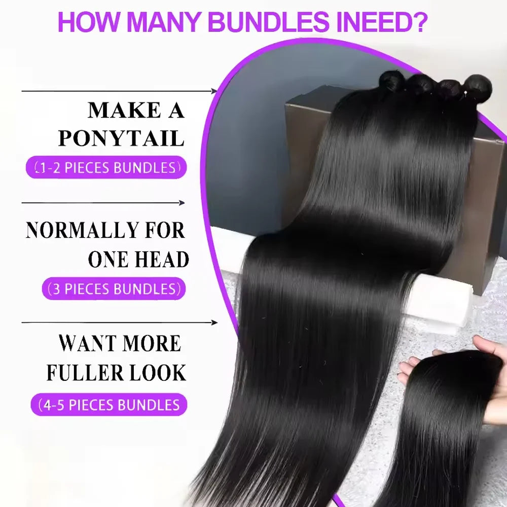 Bundles lisses brésiliens longs, cheveux humains – CLEVI Paris