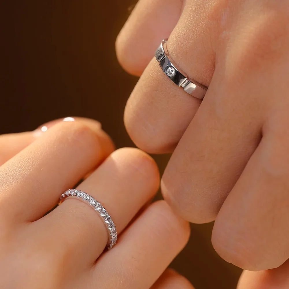 Ensemble Bagues Couple en Moissanite et Argent 925 – CLEVI Paris