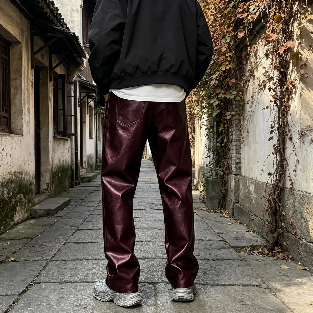 Pantalon homme en similicuir, coupe droite – CLEVI Paris