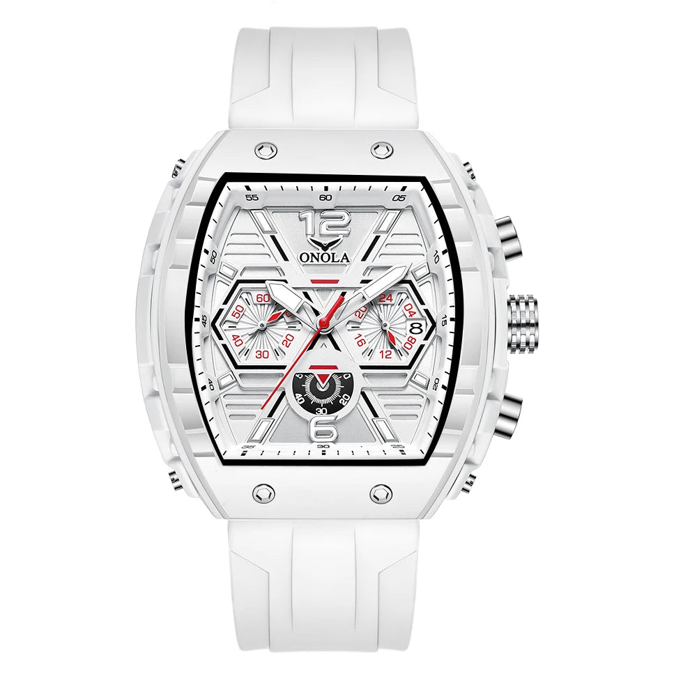 Montre Quartz Tonneau ONOLA Homme Silicone Lumineuse Date – CLEVI Paris