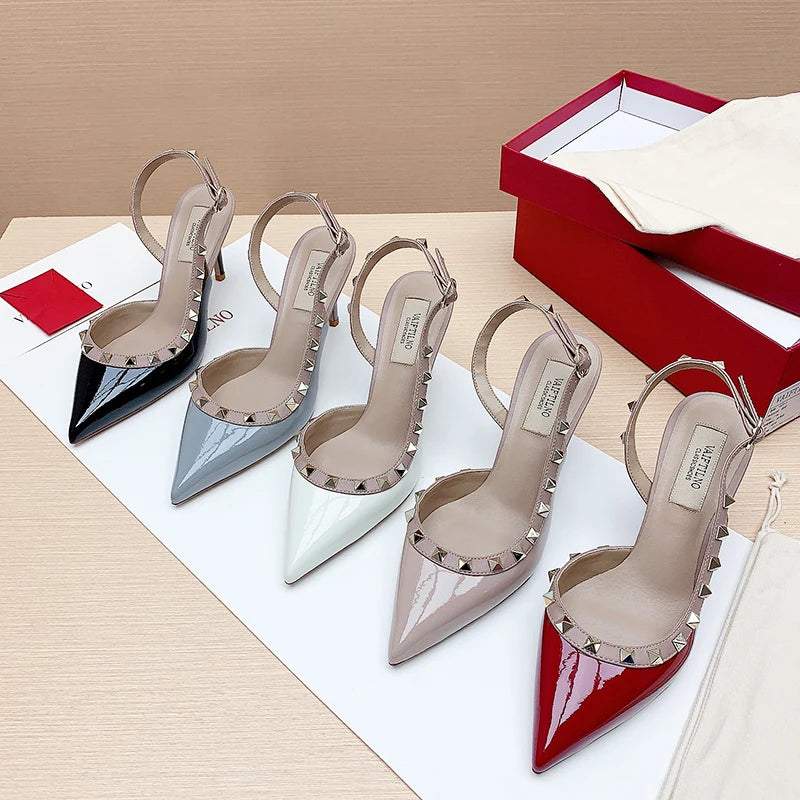 Escarpins ouverts femme à bride et rivets – CLEVI Paris