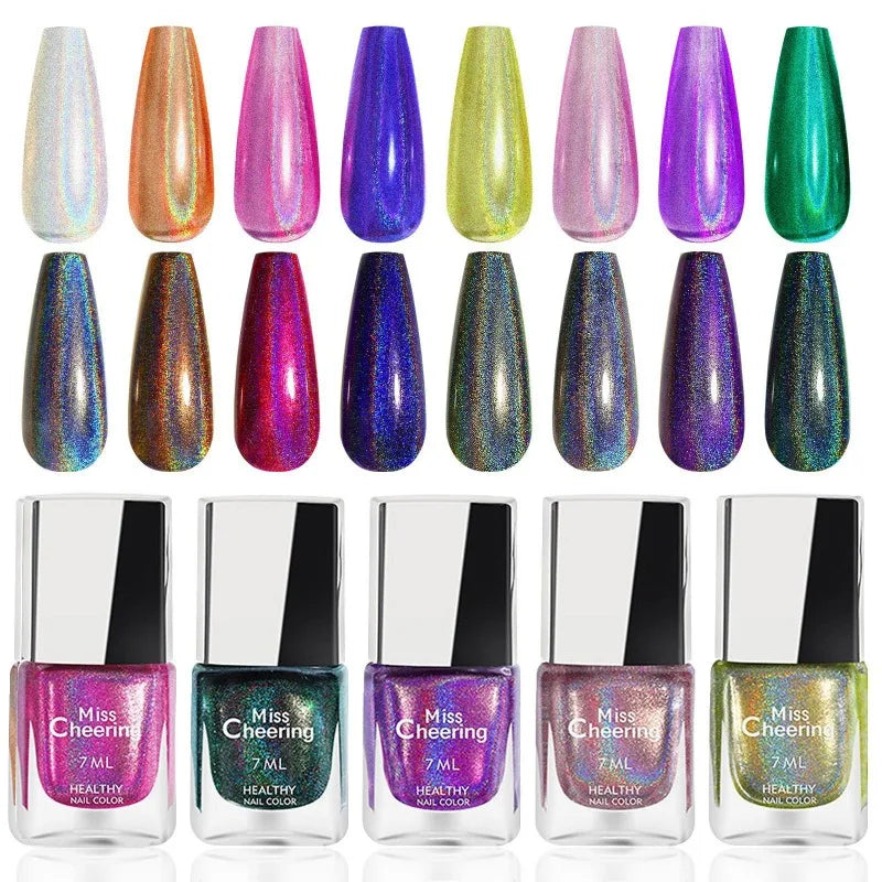 Vernis à Ongles Holographique Glitter Arc-en-Ciel – Séchage Rapide 8 Teintes – CLEVI Paris