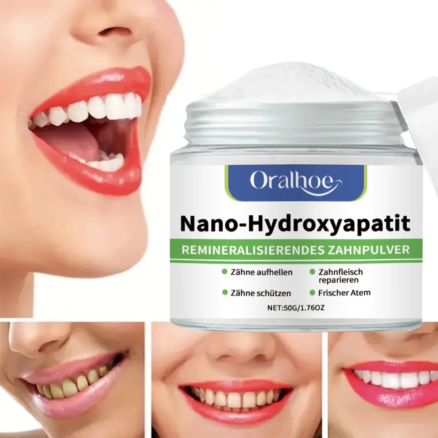 Poudre Dentifrice Blanchissante 10% Hydroxyapatite | Reminéralisation, Réparation Émail & Menthe Fraîche – CLEVI Paris