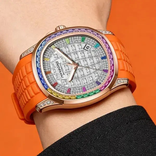HANBORO 754 Montre Homme Automatique Miyota 8215 Carrée Saphir Cristaux – CLEVI Paris