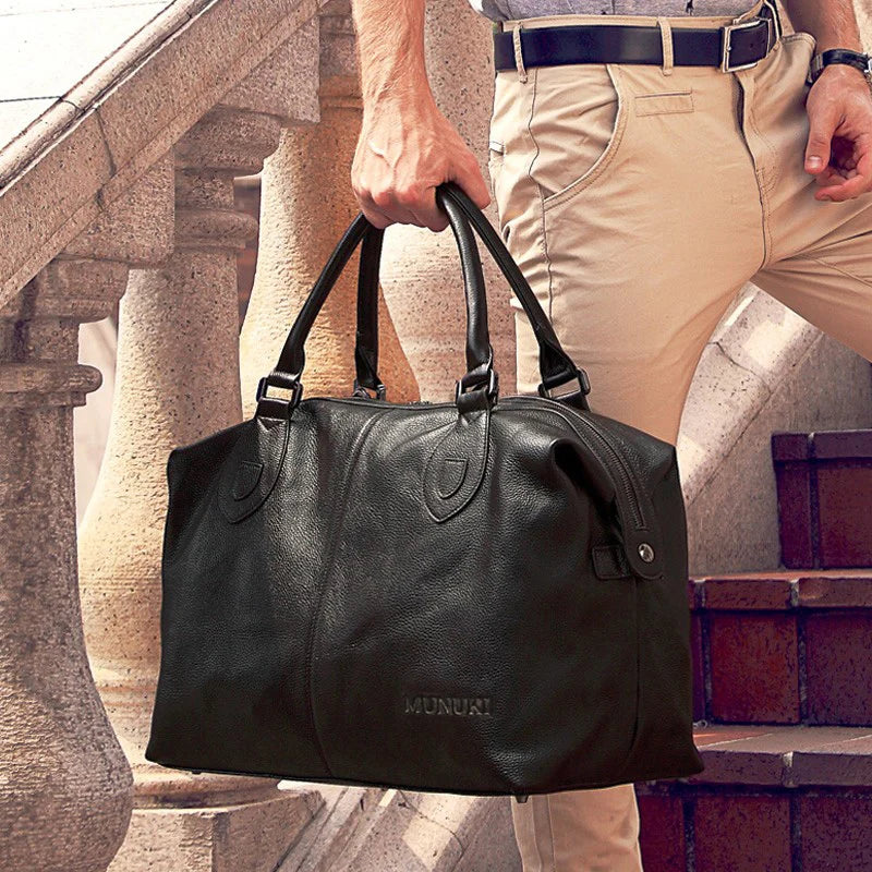 Sac Voyage Duffle Cuir Vache Véritable Unisexe Grande Capacité 50cm – CLEVI Paris