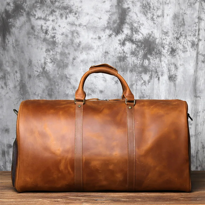 Sac de voyage rétro en cuir NZPJ – CLEVI Paris