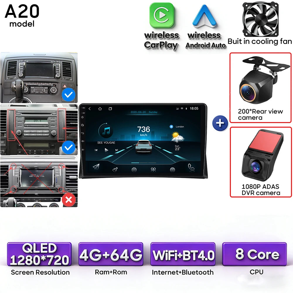 Autoradio Android 9″ VW Multivan T5 – CLEVI Paris