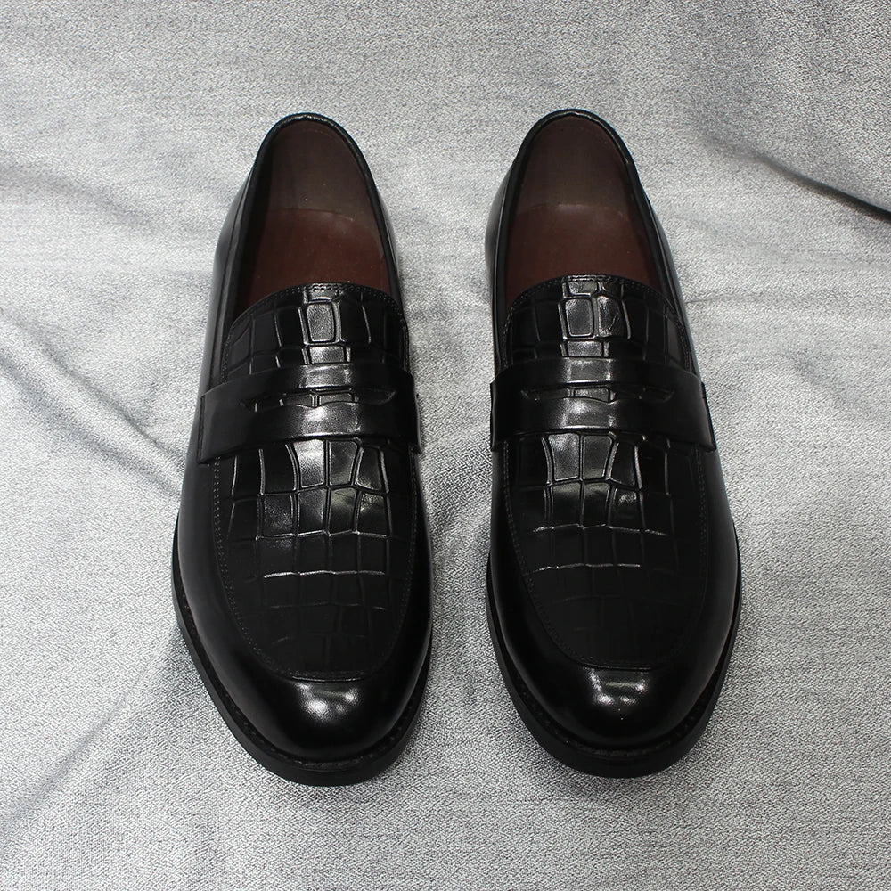 Penny Loafers Cuir Imprimé Alligator Homme – CLEVI Paris