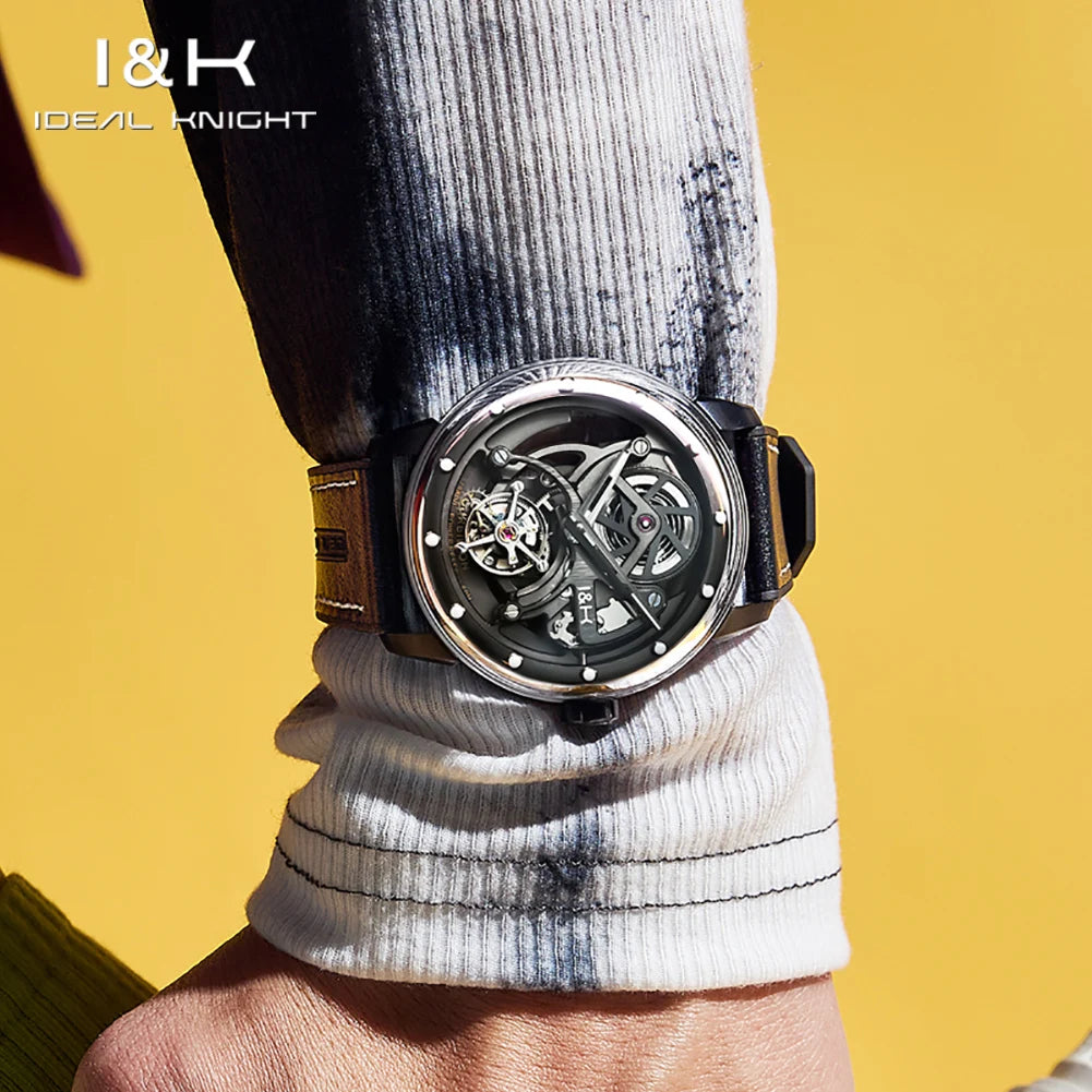 Ideal Knight 6809 Montre Homme Tourbillon Automatique Squelette Saphir 5ATM – CLEVI Paris