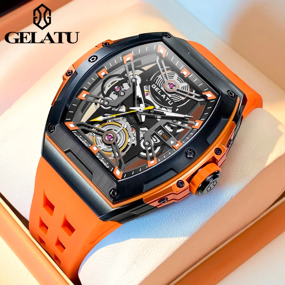 GELATU 6012 Montre Homme Automatique Squelette Saphir Anti-Magnétique 50M – CLEVI Paris