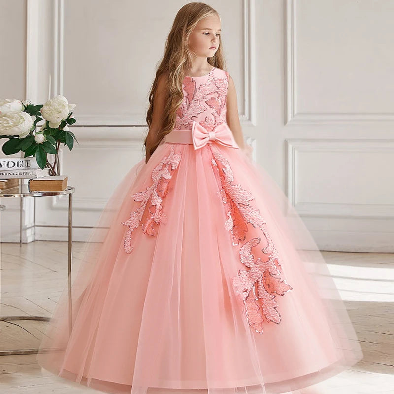 Robe longue fille à col carré – CLEVI Paris