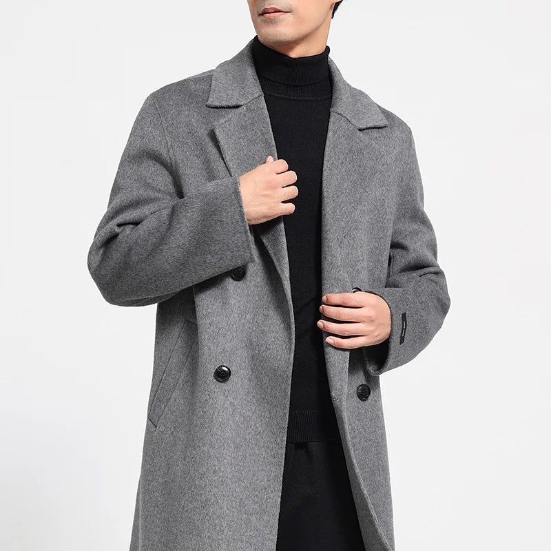 Manteau long homme cachemire double boutonnage – CLEVI Paris