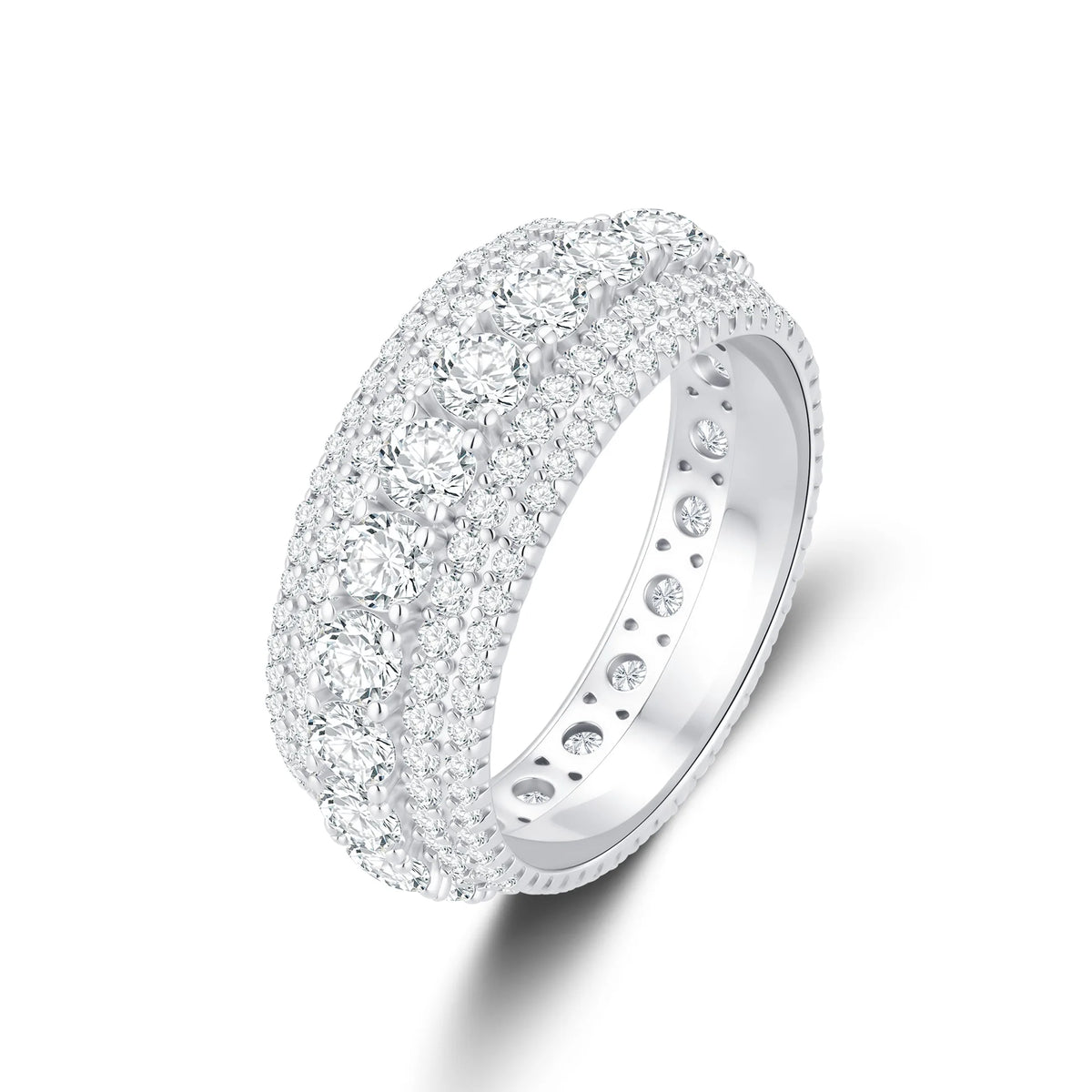 Bague Cocktail Triple Rang Moissanite Pavé – CLEVI Paris