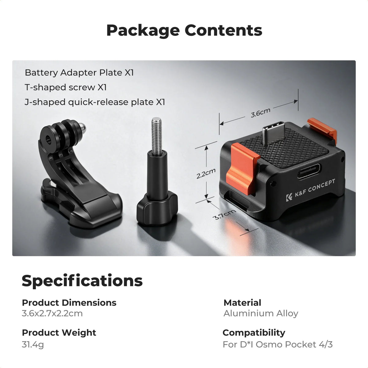 Base K&F PP61 USB-C pour Pocket 3/4 – CLEVI Paris