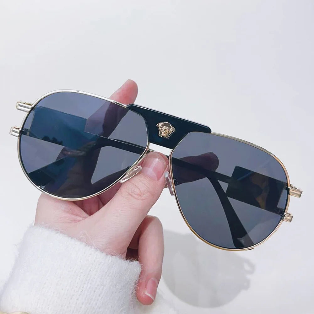 Lunettes de Soleil Aviateur Femme – Style Pilote Décor Tête de Taureau UV400 – CLEVI Paris