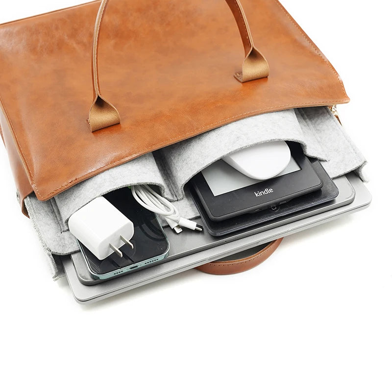 Sacoche Laptop Femme Cuir PU 13"/14"/15,6" MacBook & PC – CLEVI Paris