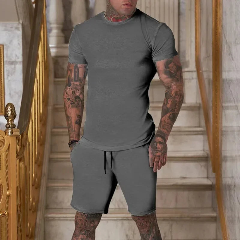 Ensemble homme t-shirt imprimé et short à cordon – CLEVI Paris