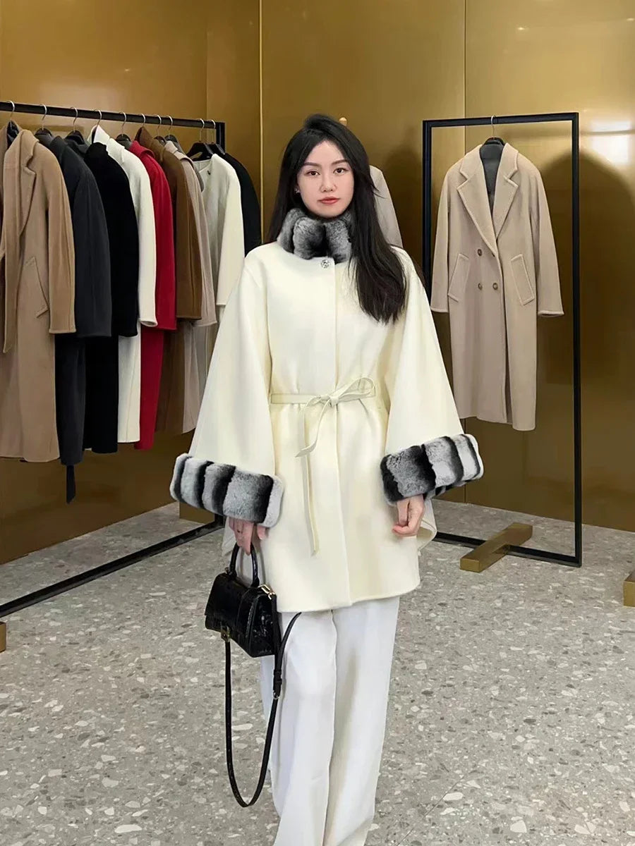 Manteau cape femme cachemire ceinturé – CLEVI Paris
