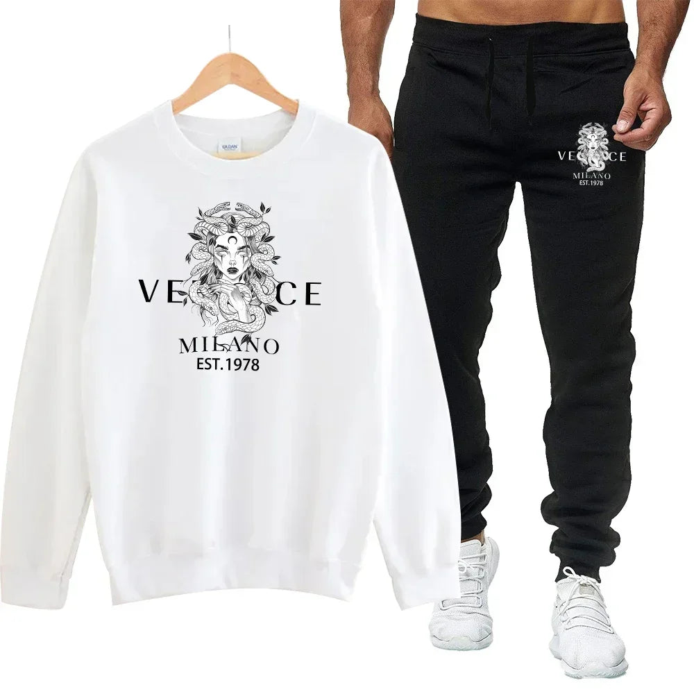 Ensemble Sweatshirt Homme Col Rond Imprimé Style Casual Sport – CLEVI Paris